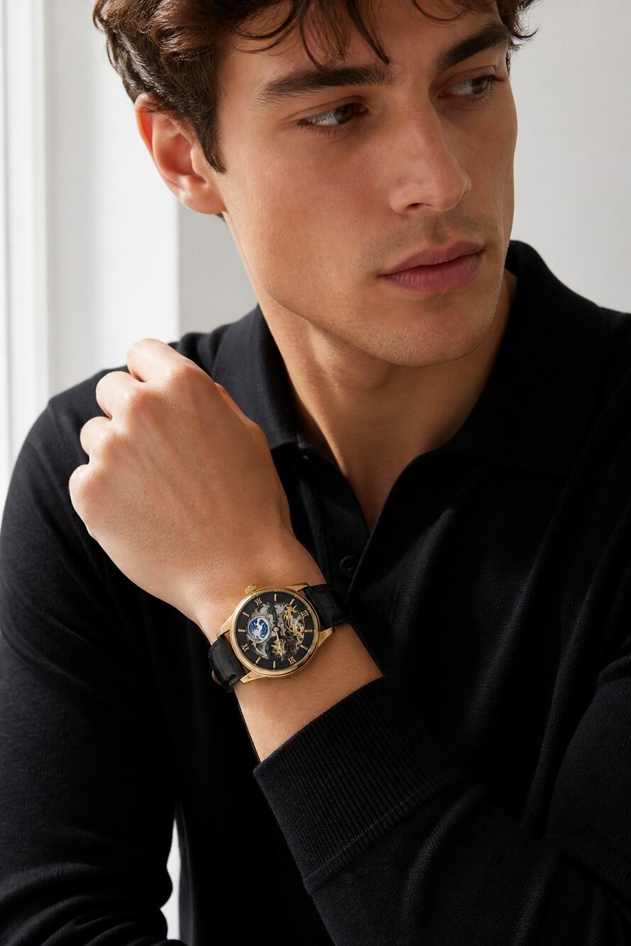 Forsining Automatic Mechanical Black Leather Watch